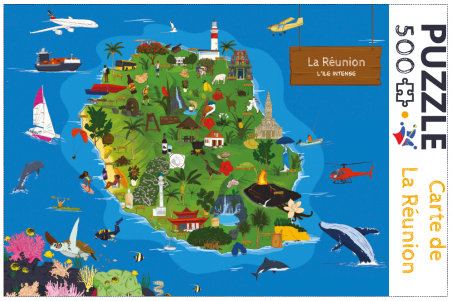 Puzzle 500 pièces - Carte de La Réunion I Éditions Orphie